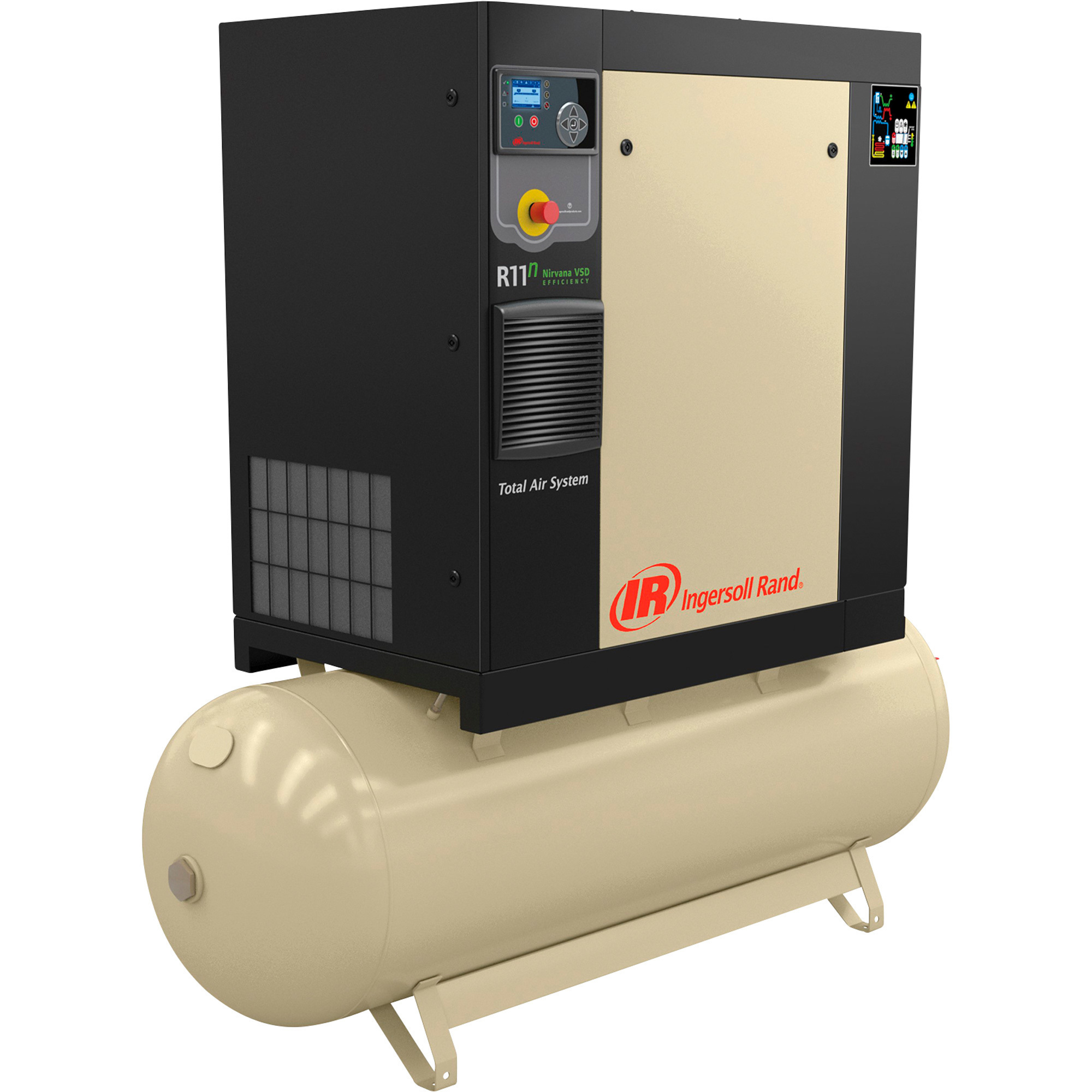 Ingersoll Rand Rotary Screw Air Compressor w/ Total Air System, 230 Volts, 1-Phase, 5 HP, 16.93 CFM @ 115 PSI, 80 Gallon, Model# 48670921